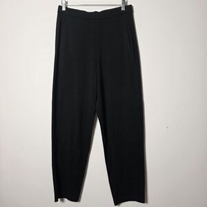 Eileen Fisher Black Jersey Knit Pull On Ankle Pants Tencel Size Small Petite